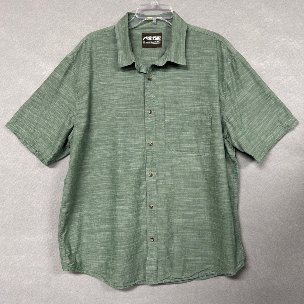 Mountain Khakis Shirt Men's XXL  Organic Cotton Phelps Short Sleeve Button Green